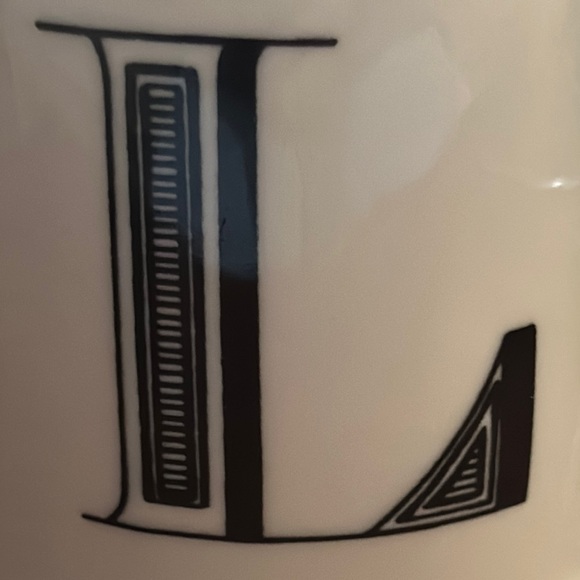 Anthropologie Monogram Black White Initial Letter "L" Coffee Tea Cup Mug - Picture 6 of 6